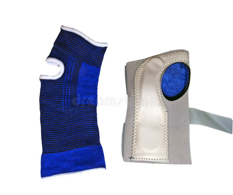 Wrist Support. Two different wrist supports on a white background stock photos