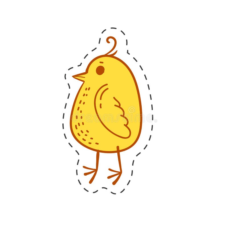 Yellow chick doodle icon. Yellow chick bird doodle icon. Hand drawn character. Vector illustration stock illustration
